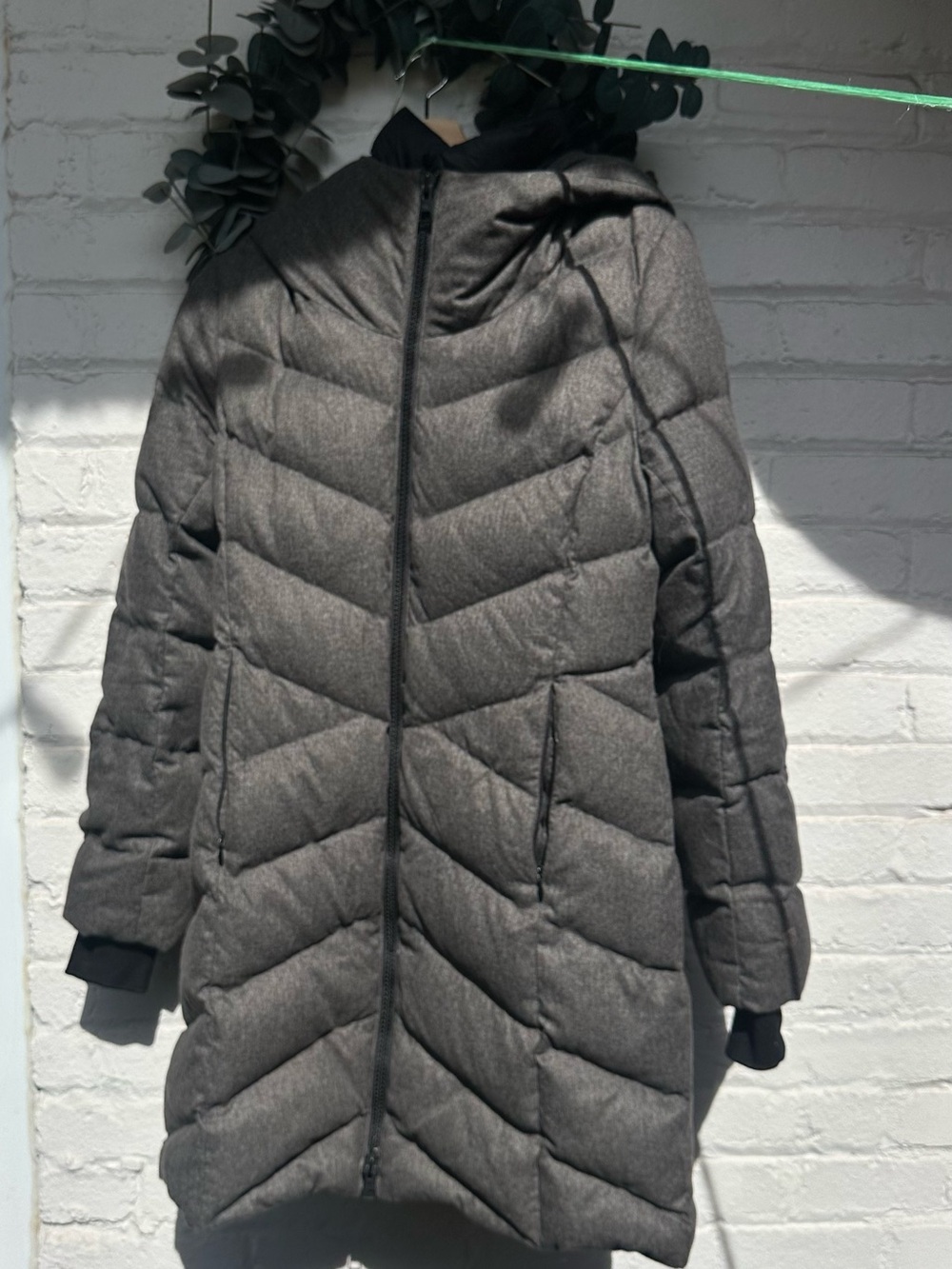 Soia & Kyo Charcoal Hooded Long Puffer Coat